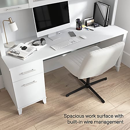 Bush Home Somerset 72 W Office Desk With Hutch White Standard