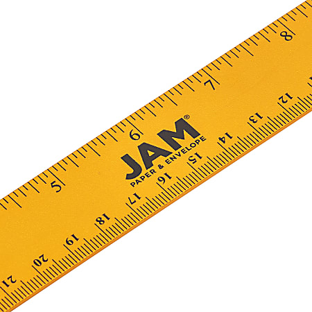 JAM Paper Stainless Steel 12-in Ruler - Black, Metal Yardstick