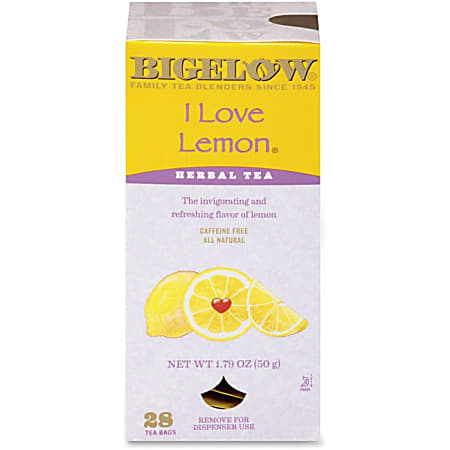 Bigelow® Herbal Tea, I Love Lemon®, 1.79 Oz, Box of 28