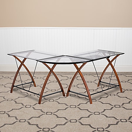 Flash Furniture 84 W Contemporary Glass L Shaped Computer Desk