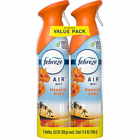 Febreze Hawaiian Air Spray Pack - Liquid - 8.8 fl oz (0.3 quart) - Hawaiian Aloha - 12 / Carton - Odor Neutralizer, VOC-free