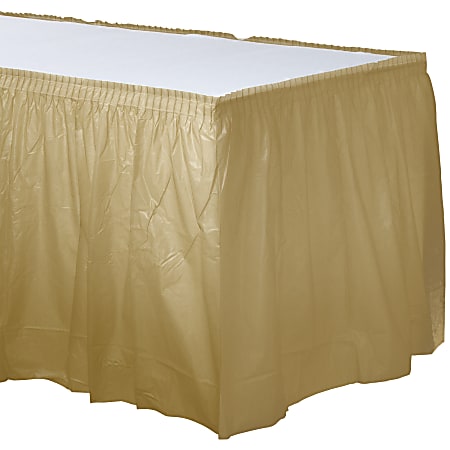 Amscan Plastic Table Skirts, Gold, 21’ x 29”,