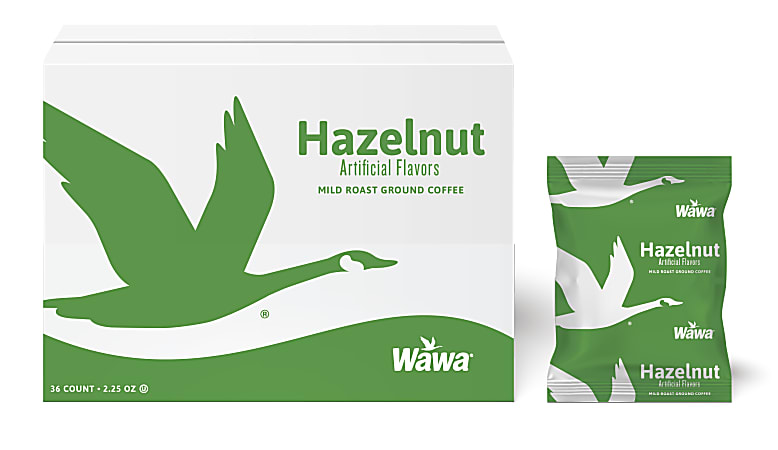 WaWa Single-Serve Coffee Packets, Hazelnut, Carton Of 36