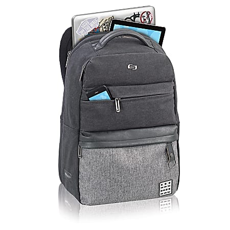 Solo Momentum Backpack With 15.6 Laptop Pocket Zip Top Closure Black Gray