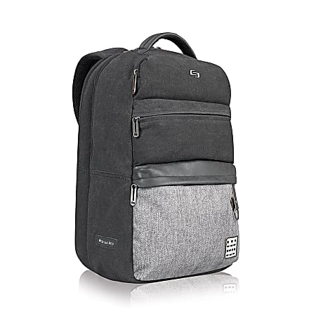 Solo Momentum Backpack With 15.6" Laptop Pocket, Zip Top Closure, Black/Gray