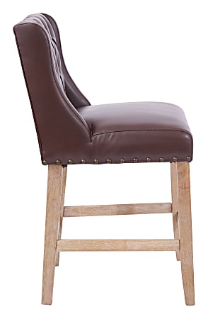 Office Star™ Avenue Six Kate Bonded Leather Counter Stool, Klein Charcoal/Mocha