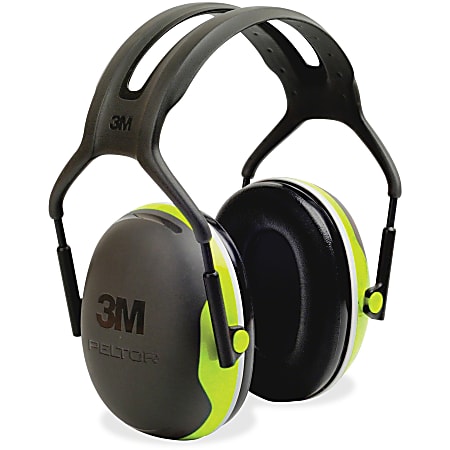 Peltor X4A Earmuffs - Lightweight, Comfortable, Cushioned, Adjustable Headband, Durable - Noise, Noise Reduction Rating Protection - Steel, Steel - Black, Green - 1 / Each