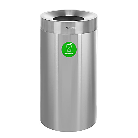 Alpine Industries Stainless Steel Compost Can, 27 Gallons, Silver