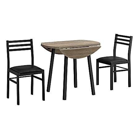 Monarch Specialties Amy Dining Set, 30"H x 35"W x 35"D, Dark Taupe/Black