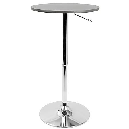 Lumisource Adjustable Contemporary Bar Table, Round, Gray/Silver
