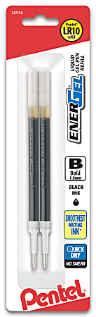 Pentel® EnerGel Liquid Gel Pen Refills, Bold Point, 1.0 mm, Black Ink, Pack Of 2