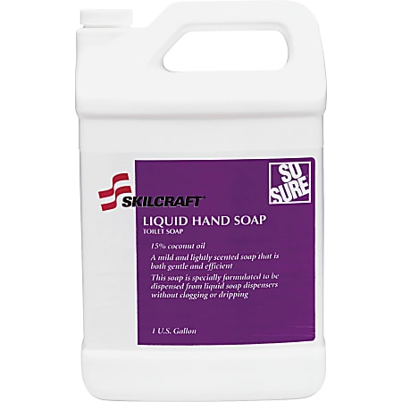 SKILCRAFT Bathroom Dispenser Liquid Hand Soap - Cashmere Scent - 1 gal - Hand - Clear - Non-clog, Drip-free, Bio-based - 6 / Carton