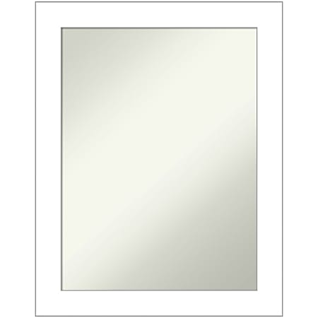Amanti Art Non-Beveled Rectangle Framed Bathroom Wall Mirror, 28" x 22", Wedge White