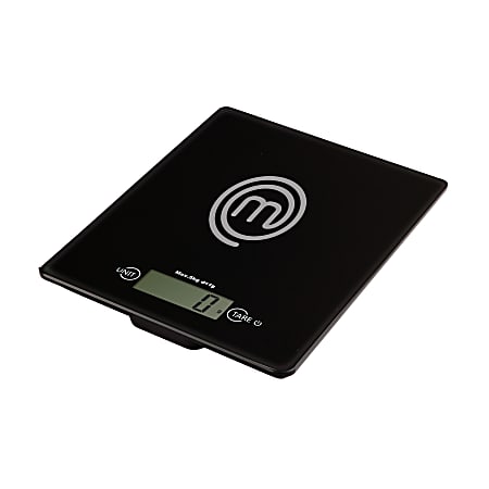 MasterChef 11 Lb Tempered Glass Digital Kitchen Scale, 7" x 3/4", Black