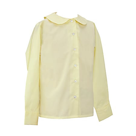Royal Park Girls Uniform, Long Sleeve Peter Pan Collar Dress Shirt, X-Small, Yellow