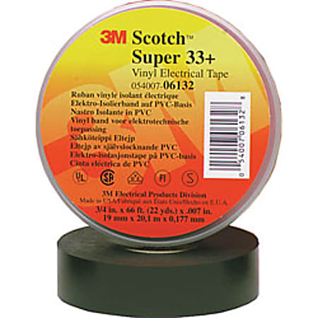 3M™ 33+ Electrical Tape, 3/4" x 22 Yd., Black, Case Of 100