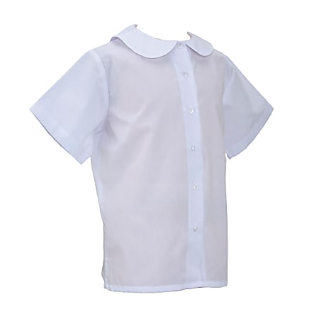 Royal Park Girls Uniform, Short-Sleeve Peter Pan Collar Dress Shirt, Medium, White