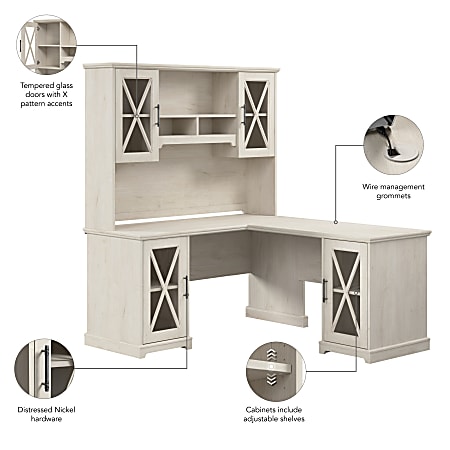 Bush Business Furniture Lennox 60 W Farmhouse L Shaped Corner Desk
