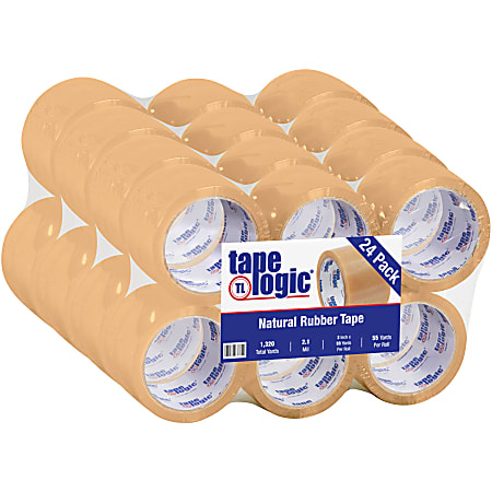 Tape Logic® #53 PVC Natural Rubber Tape, 3" Core, 3" x 55 Yd., Clear, Case Of 24