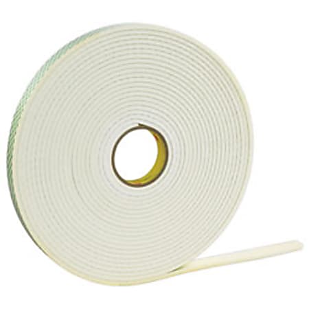 3M™ Double Sided Foam Tape, 0.5" x 72 Yd., Off-White, Case Of 18
