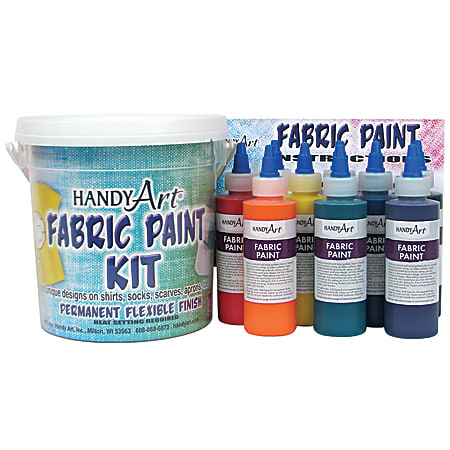 Handy Art® Fabric Paint, Assorted Colors, 4 Oz, Pack Of 9