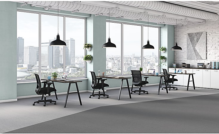 HON® Mod Table Writing Desk, 60"W, Java Oak/Black