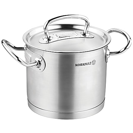 Korkmaz Proline Professional Series Stainless Steel Extra Deep Casserole With Lid, 14.5 Liter, Silver
