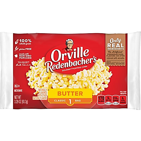 Orville Redenbacher's Snack Size Butter Flavored Popcorn, 3.3 Oz, Case Of 36 Packages