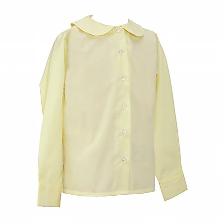 Royal Park Girls Uniform, Long Sleeve Peter Pan Collar Dress Shirt, Medium, Yellow