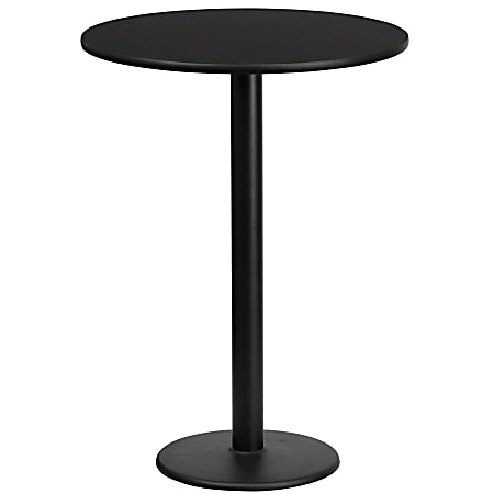 Flash Furniture Laminate Round Table Top With Round Bar-Height Table Base, 43-1/8"H x 24"W x 24"D, Black