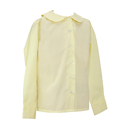 Royal Park Girls Uniform, Long Sleeve Peter Pan Collar Dress Shirt, Large, Yellow