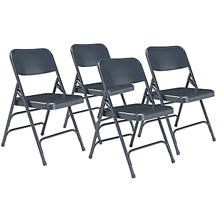 National Public Seating 300 Series Steel Folding Chairs, Blue, Set Of 4 Chairs