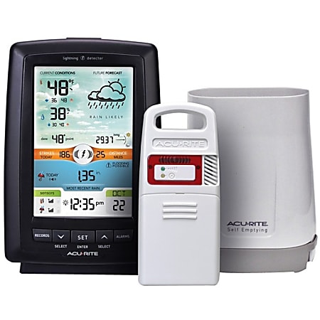AcuRite Weather Station with Rain Gauge and Lightning Detector - LCD - Weather Station330 ft - Desktop, Wall Mountable