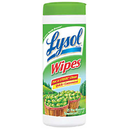 Lysol® Disinfecting Wipes, Green Apple Breeze Scent, Tub Of 35