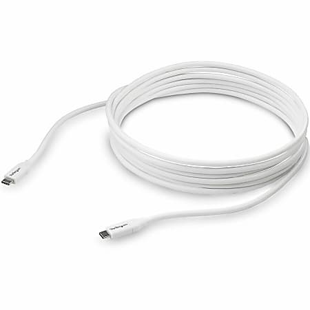 StarTech.com 4m 13 ft USB C to USB C Cable w/ 5A PD - M/M - White - USB 2.0 - USB-IF Certified - USB Type C Cable - USB C Charging Cable - USB C PD Cable - Power USB Type-C devices - 4m USB C to USB C Cable - 4 m USB Type C Cable