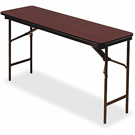 Iceberg Premium Wood Laminate Folding Table, Rectangular, 72"W x 18"D, Mahogany/Brown