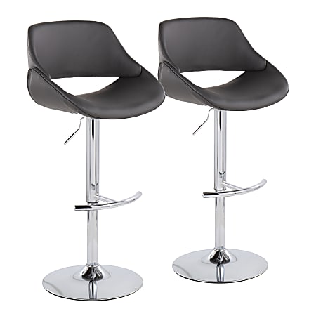 LumiSource Fabrico Adjustable Bar Stools, Gray/Chrome, Set Of 2 Stools