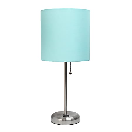 LimeLights Stick Lamp with Charging Outlet, 19-1/2"H, Aqua
