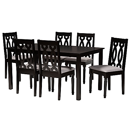 Baxton Studio Cherese 7-Piece Dining Set, Gray/Dark Brown