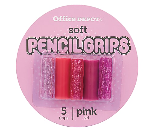 Office Depot® Brand Soft Gel Round Pencil Grips, Purple/Pink, Pack Of 5