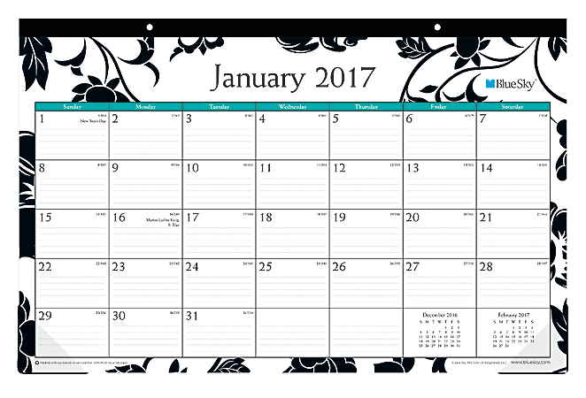 Blue Sky® 50% Recycled Desk Pad Calendar, 17" x 11", Barcelona, January-December 2017