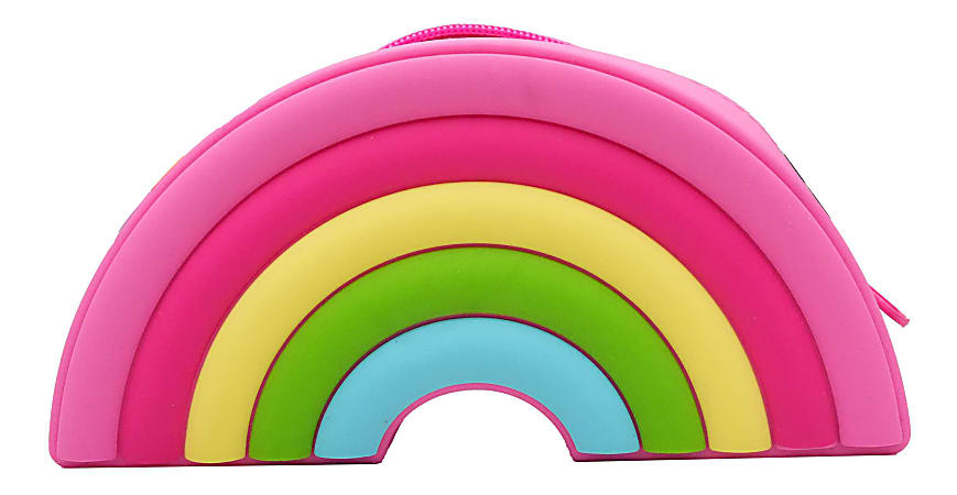 Office Depot&reg; Brand Silicone Pencil Pouch, 5" x 9-1/2", Bright Rainbow