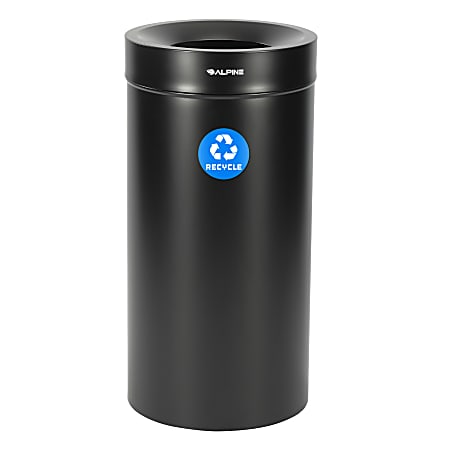 Alpine Industries Stainless Steel Recycling Can, 27 Gallon, Black