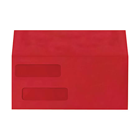 LUX #10 Invoice Envelopes, Double-Window, Peel & Press Closure, Ruby Red, Pack Of 250