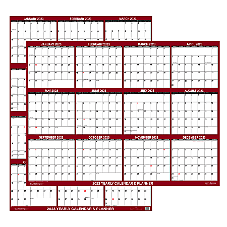 SwiftGlimpse 2-Sided Yearly Erasable Wall Calendar, 32” x 48”, Maroon, January To December 2023