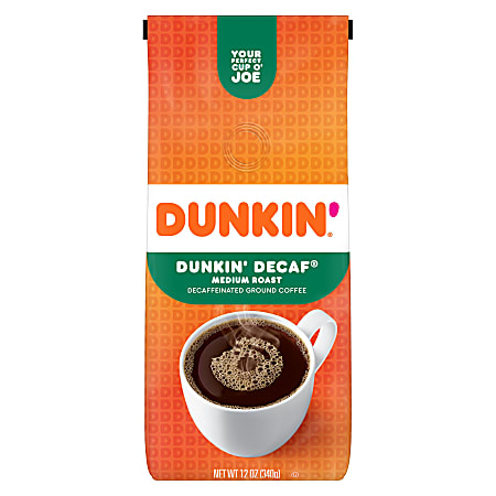 Dunkin' Donuts® Ground Coffee, Medium Roast, Decaf, 12 Oz Per Bag