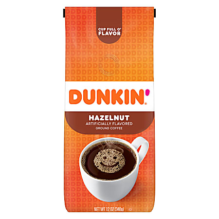 Dunkin' Donuts® Ground Coffee, Hazelnut, 12 Oz Per Bag