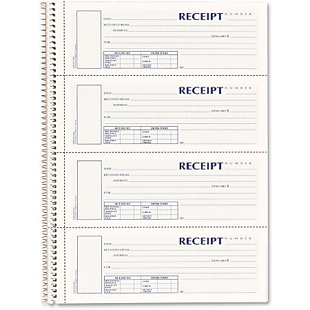Rediform® Wirebound Money Receipt Book, 3-Part, Carbonless, 2 3/4" x 7", Set Of 120