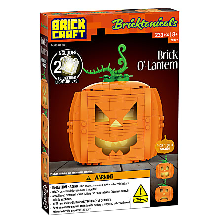 Brickcraft Brick-O'-Lantern Brick Building Kit, Orange, Kit Of 233 Pieces