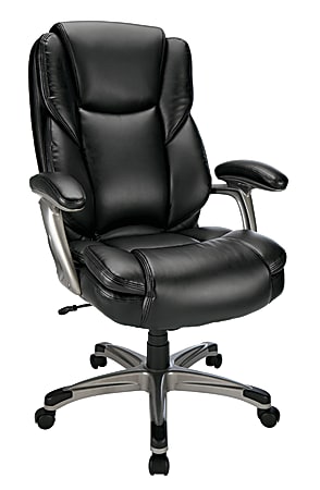 Realspace Cressfield Bonded Leather High Back Executive Chair BlackSilver  BIFMA Compliant - Office Depot